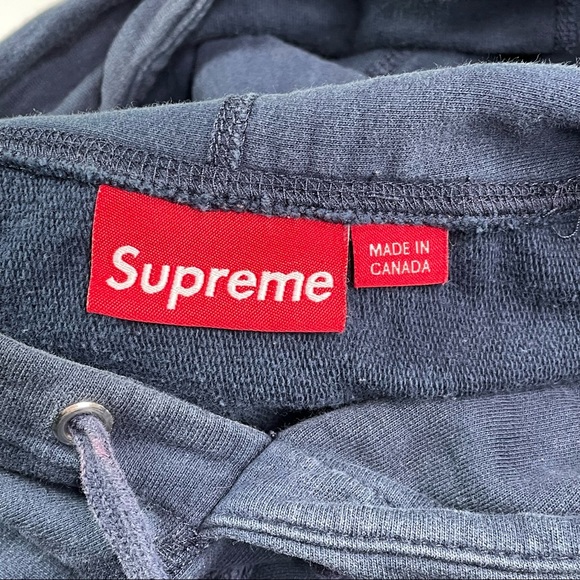 Supreme Navy Color Bling Box Logo Hooded Sweatshirt Mens Medium Size Hoodie - Picture 5 of 7